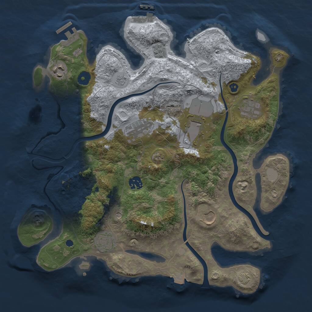 Rust Map: Procedural Map, Size: 3500, Seed: 1395714531, 14 Monuments