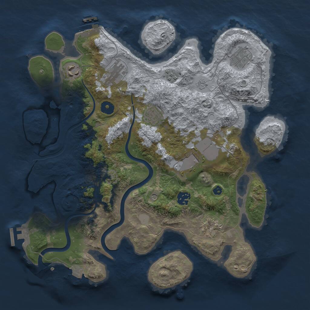 Rust Map: Procedural Map, Size: 3500, Seed: 1825269132, 14 Monuments