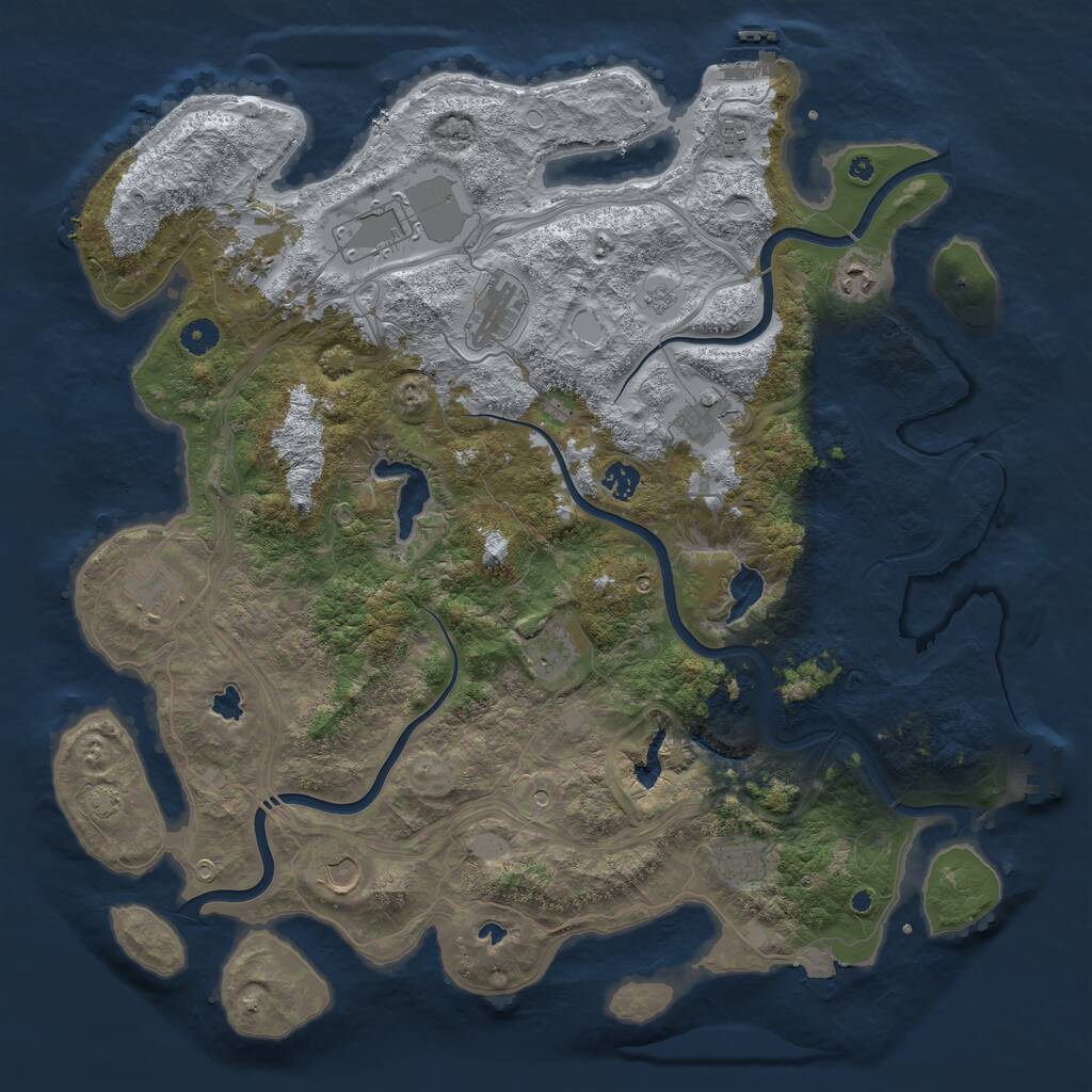 Rust Map: Procedural Map, Size: 4500, Seed: 2145809548, 17 Monuments