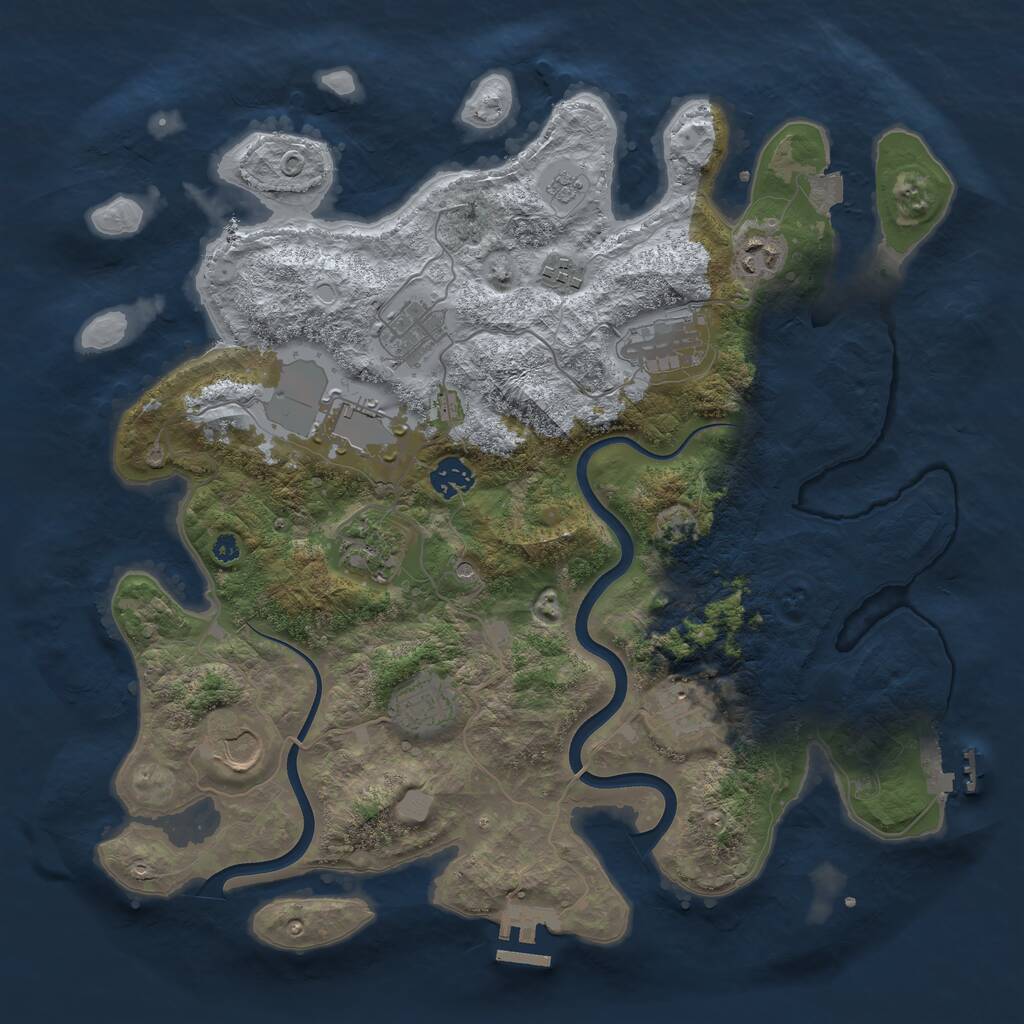 Rust Map: Procedural Map, Size: 3800, Seed: 1998340828, 16 Monuments