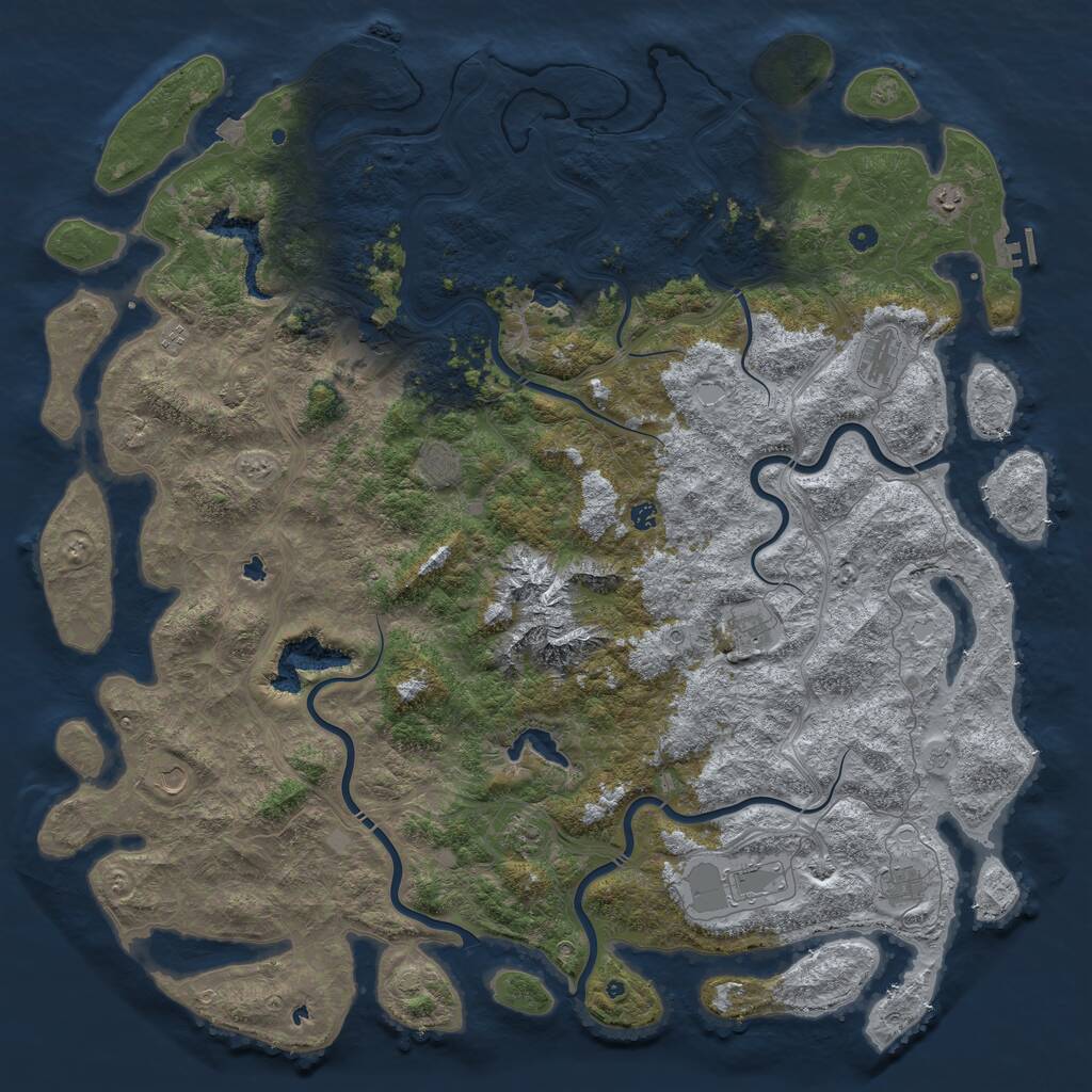 Rust Map: Procedural Map, Size: 6000, Seed: 989869804, 17 Monuments