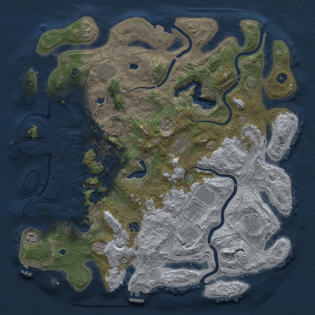 Rust Map: Procedural Map, Size: 4500, Seed: 9812513, 16 Monuments