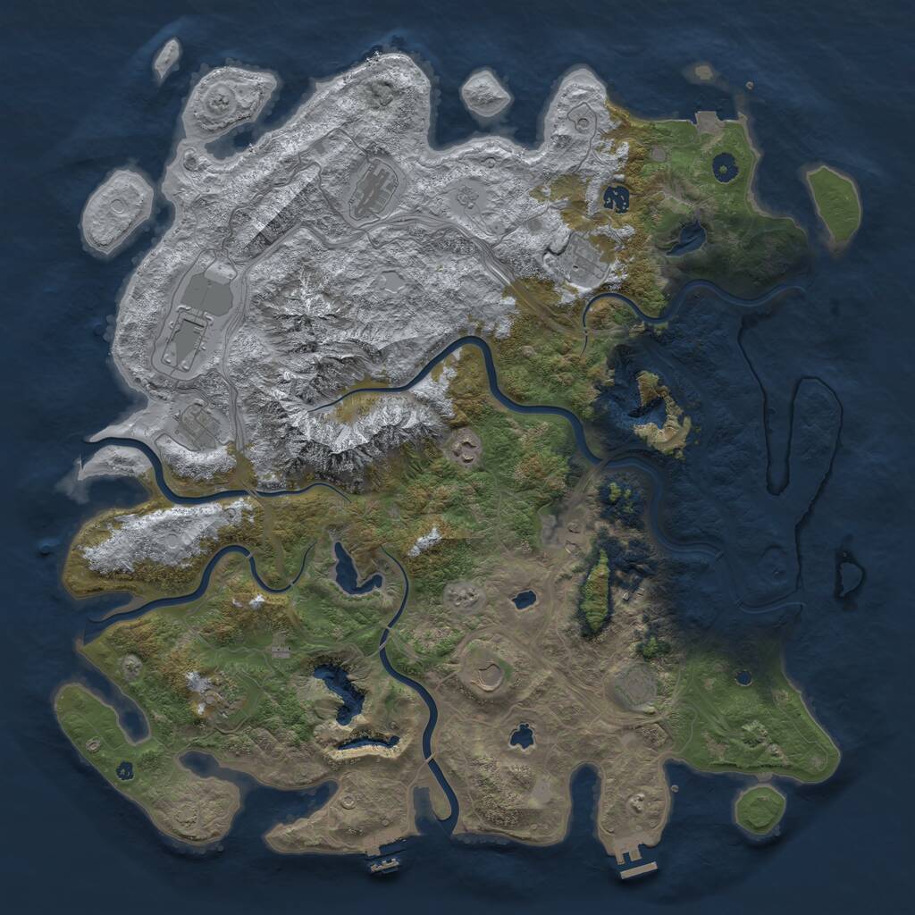 Rust Map: Procedural Map, Size: 5000, Seed: 1307401948, 17 Monuments