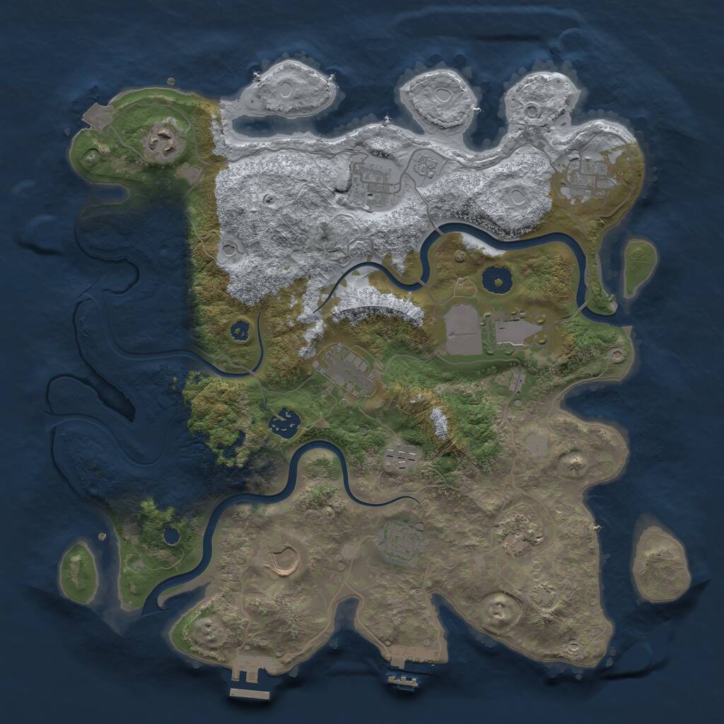 Rust Map: Procedural Map, Size: 3700, Seed: 330891465, 16 Monuments