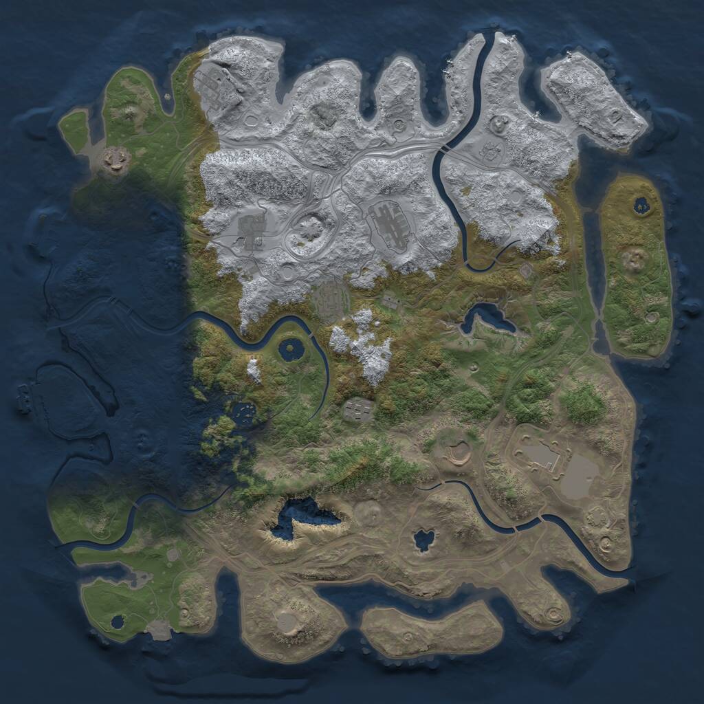Rust Map: Procedural Map, Size: 4350, Seed: 42654387, 15 Monuments