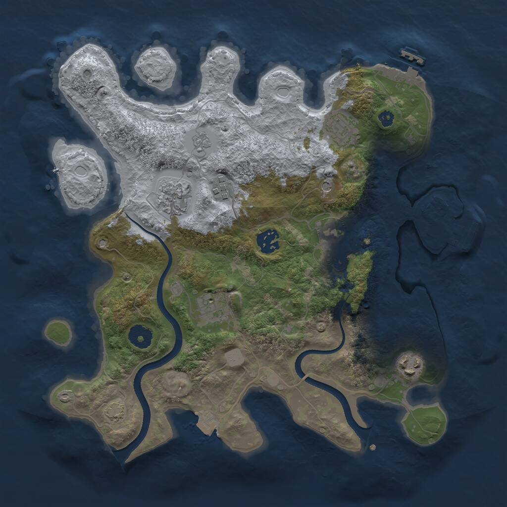 Rust Map: Procedural Map, Size: 3250, Seed: 1669890578, 13 Monuments