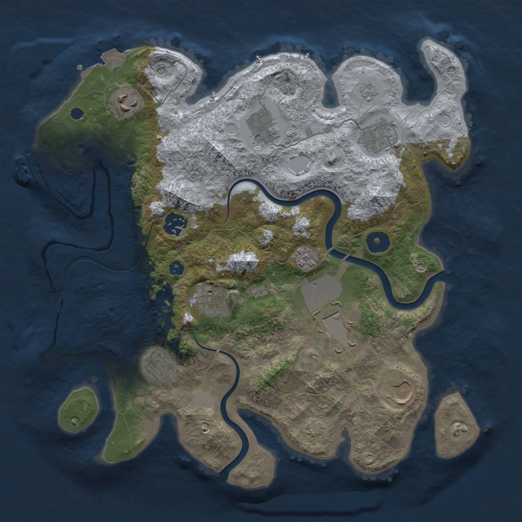 Rust Map: Procedural Map, Size: 3500, Seed: 2000724410, 14 Monuments