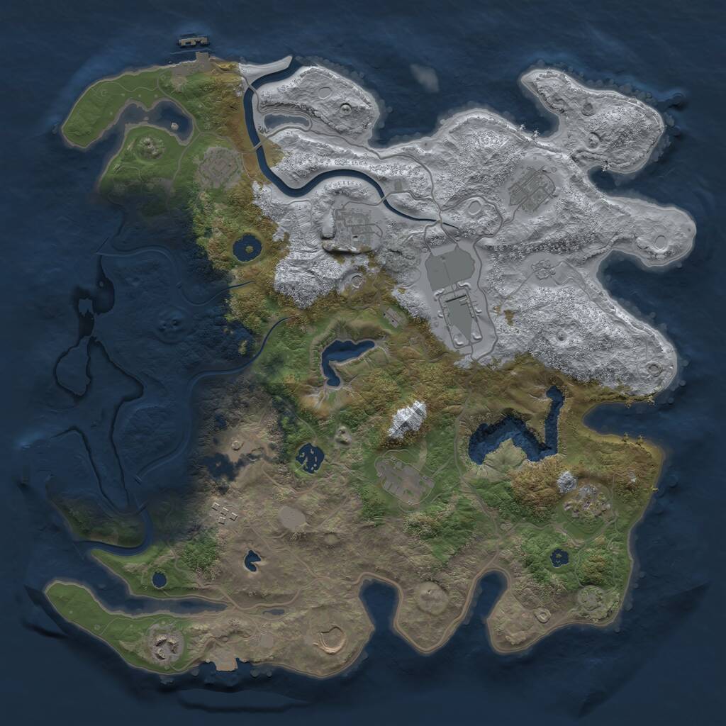 Rust Map: Procedural Map, Size: 4000, Seed: 2133830658, 17 Monuments
