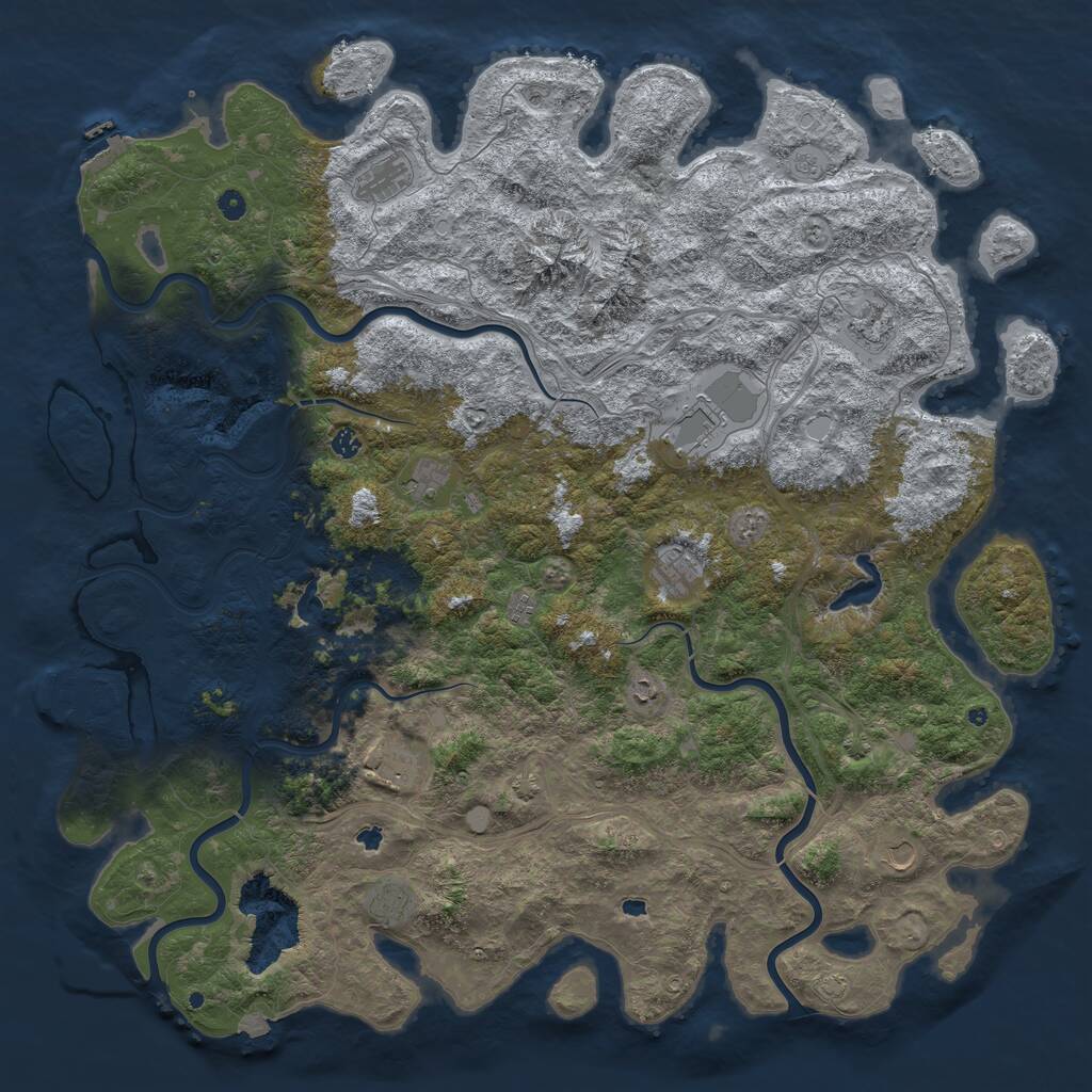 Rust Map: Procedural Map, Size: 5700, Seed: 306761680, 17 Monuments