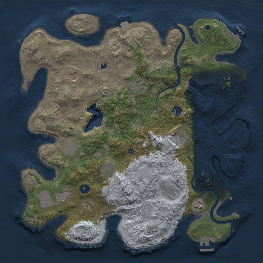 Rust Map: Procedural Map, Size: 4000, Seed: 1323620670, 17 Monuments