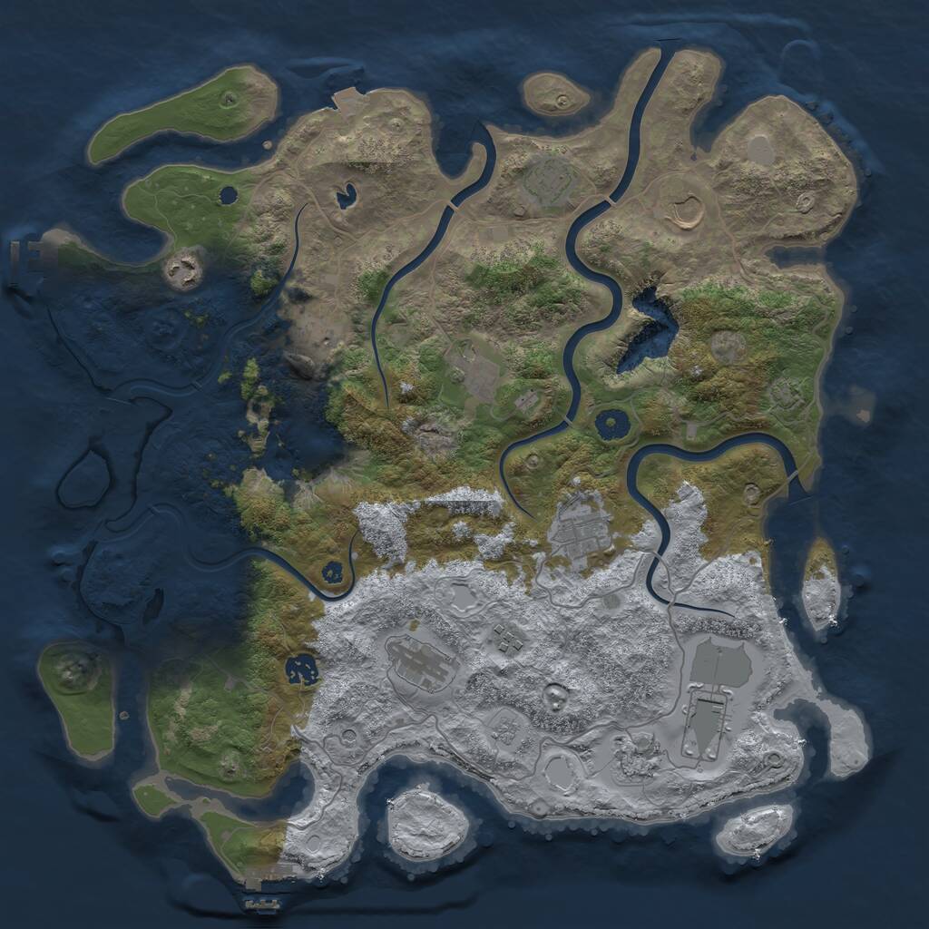 Rust Map: Procedural Map, Size: 4200, Seed: 364242, 17 Monuments