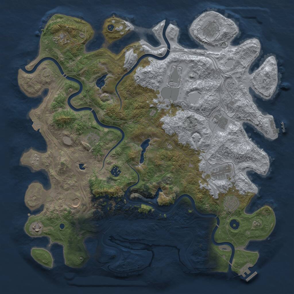 Rust Map: Procedural Map, Size: 4500, Seed: 2055566641, 17 Monuments