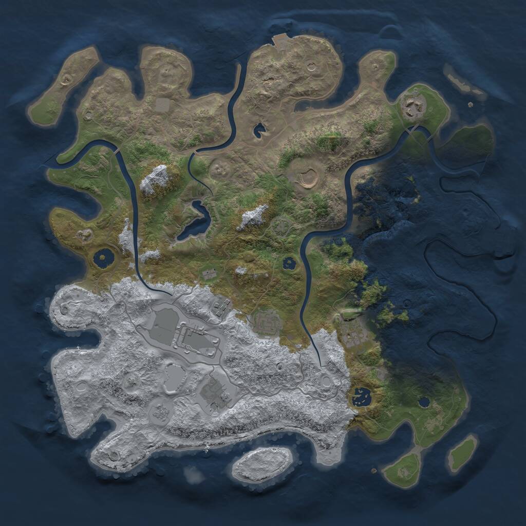 Rust Map: Procedural Map, Size: 4000, Seed: 17174, 13 Monuments