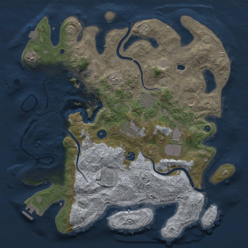 Rust Map: Procedural Map, Size: 4000, Seed: 2501911, 14 Monuments