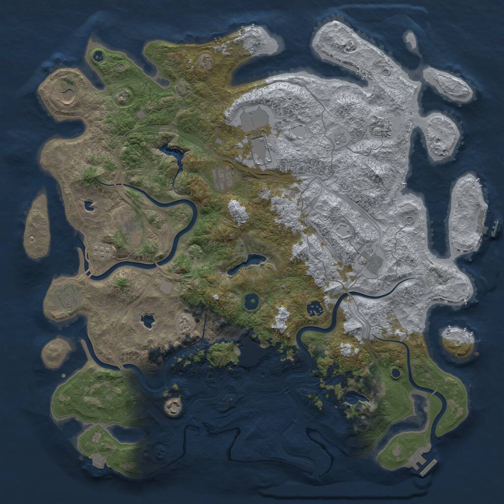 Rust Map: Procedural Map, Size: 4800, Seed: 498796655, 17 Monuments