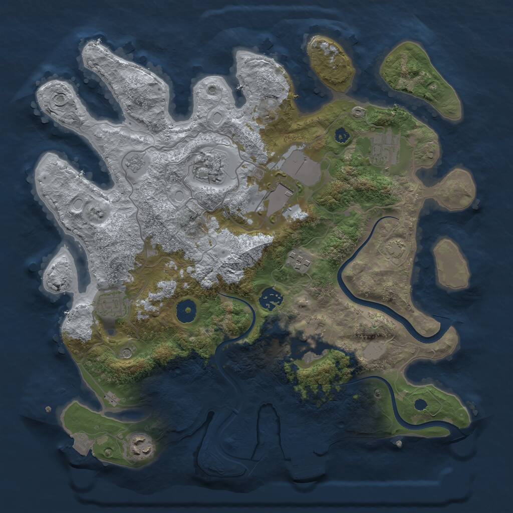 Rust Map: Procedural Map, Size: 3500, Seed: 1887230747, 13 Monuments