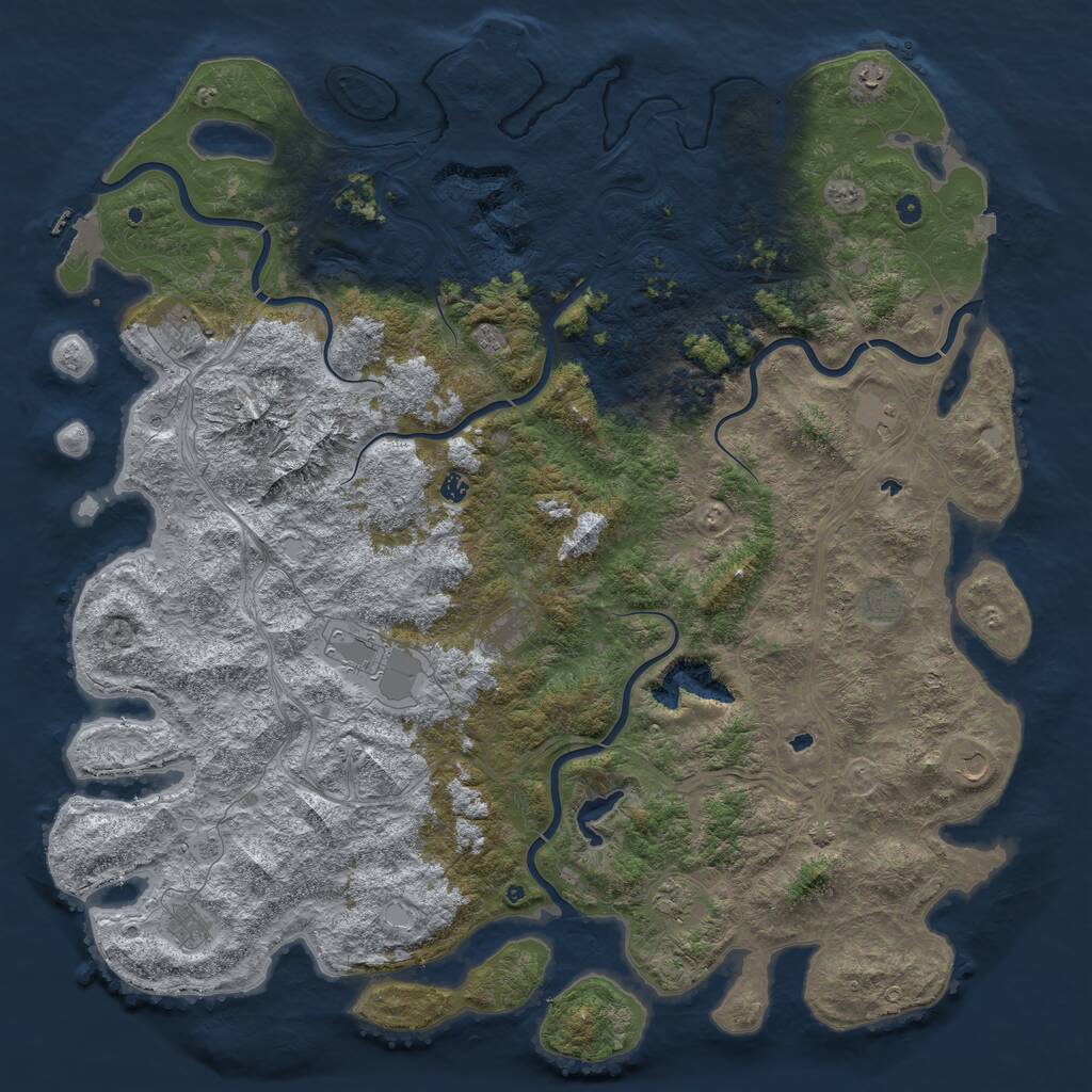 Rust Map: Procedural Map, Size: 6000, Seed: 56663, 17 Monuments