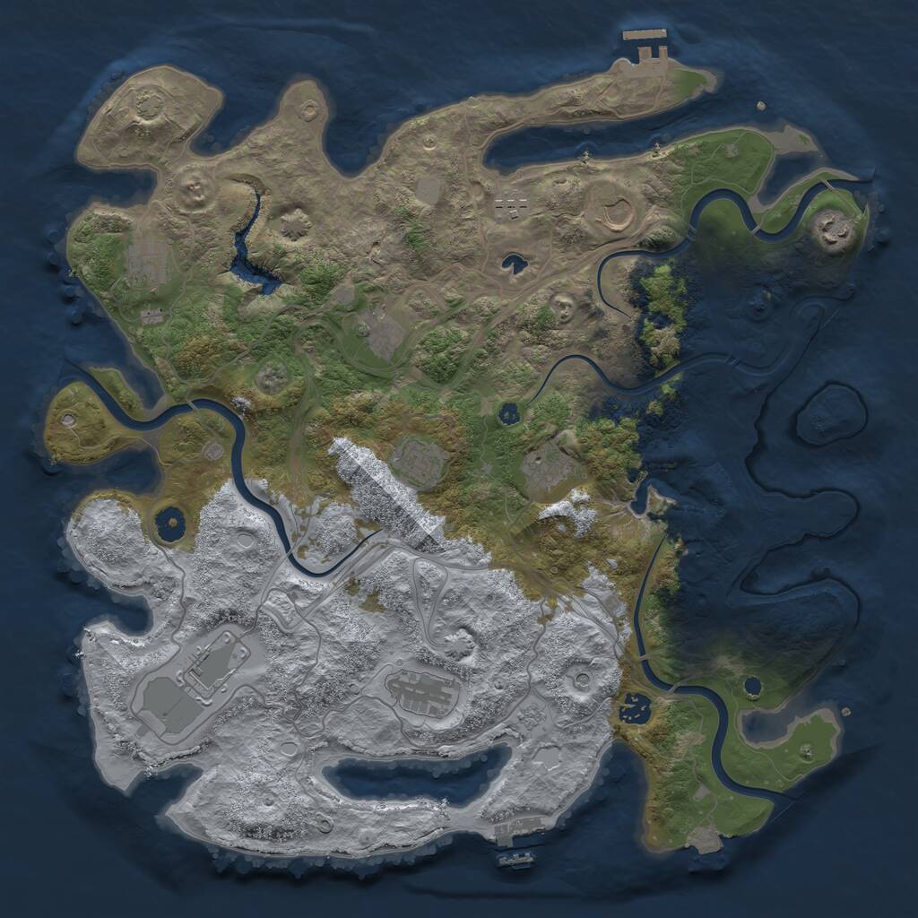 Rust Map: Procedural Map, Size: 4250, Seed: 217047287, 16 Monuments