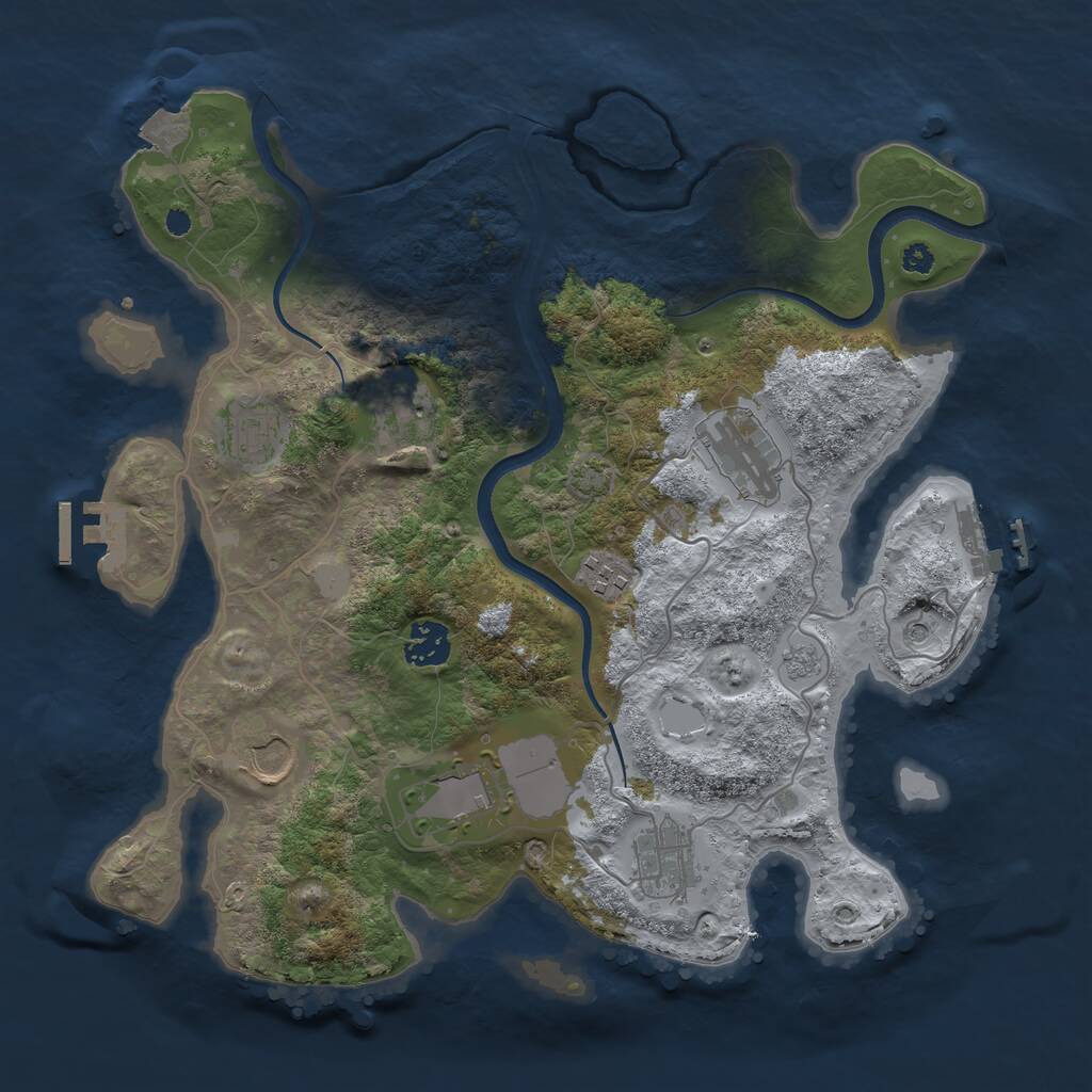 Rust Map: Procedural Map, Size: 3500, Seed: 1720215908, 14 Monuments