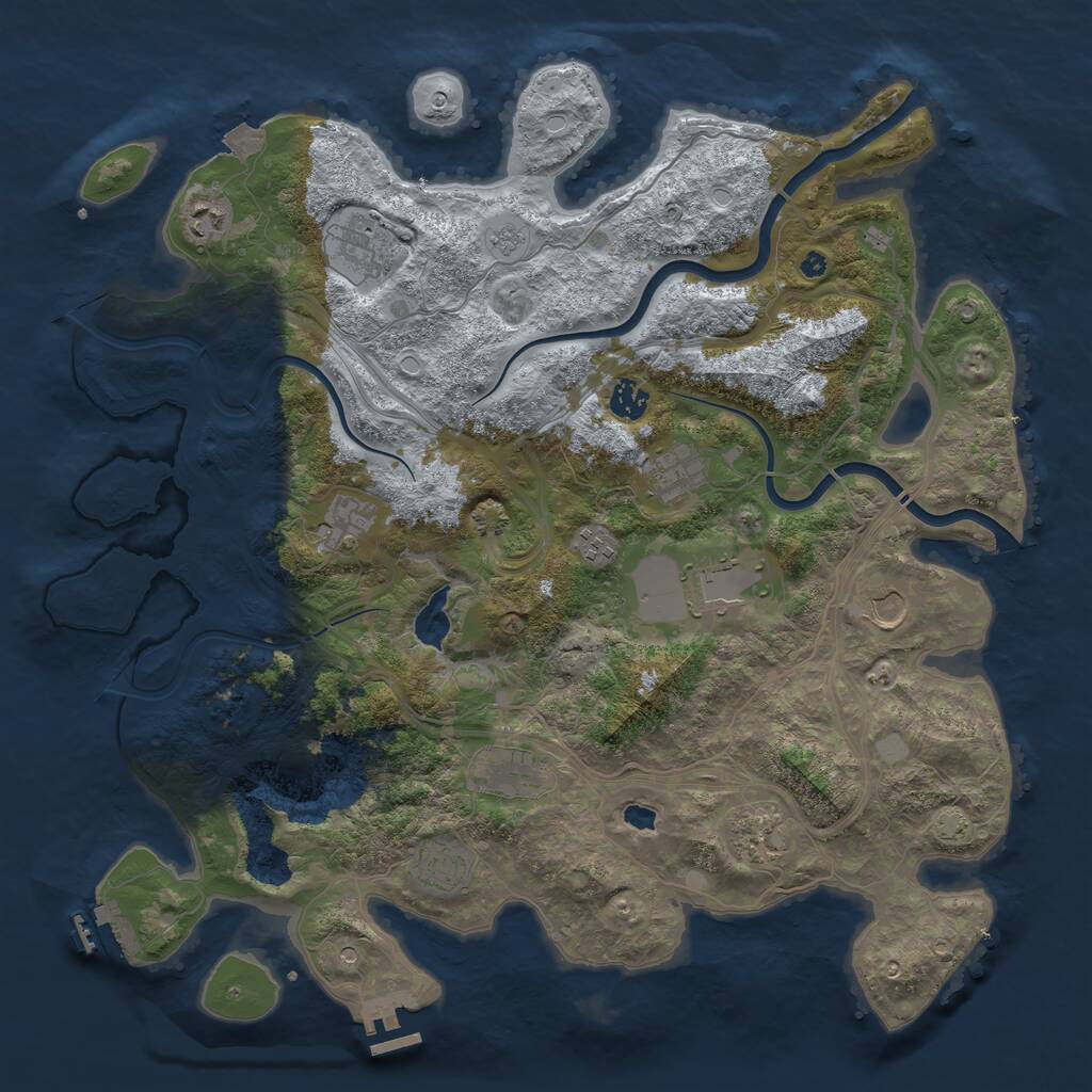 Rust Map: Procedural Map, Size: 4250, Seed: 366224745, 17 Monuments
