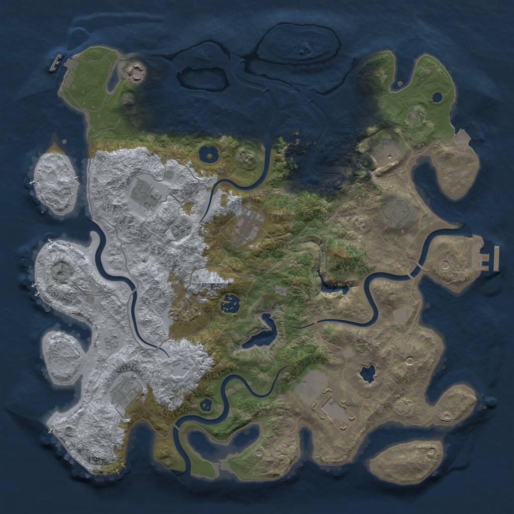 Rust Map: Procedural Map, Size: 4050, Seed: 1157522610, 16 Monuments