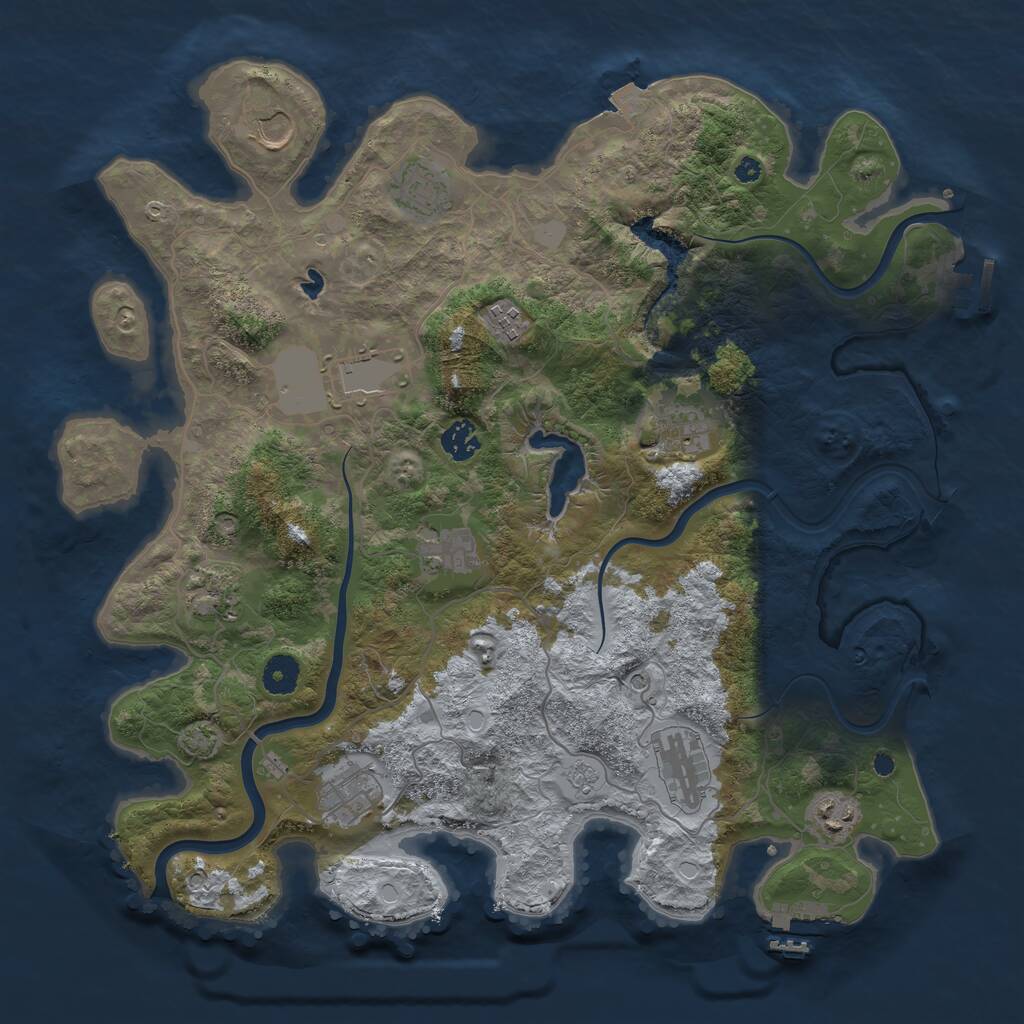 Rust Map: Procedural Map, Size: 4000, Seed: 2050235273, 17 Monuments