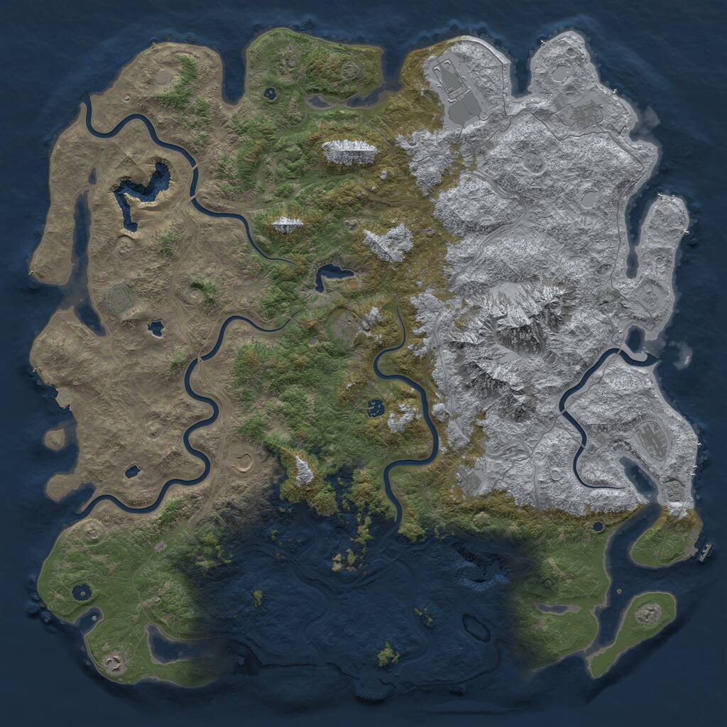 Rust Map: Procedural Map, Size: 6000, Seed: 2333, 17 Monuments