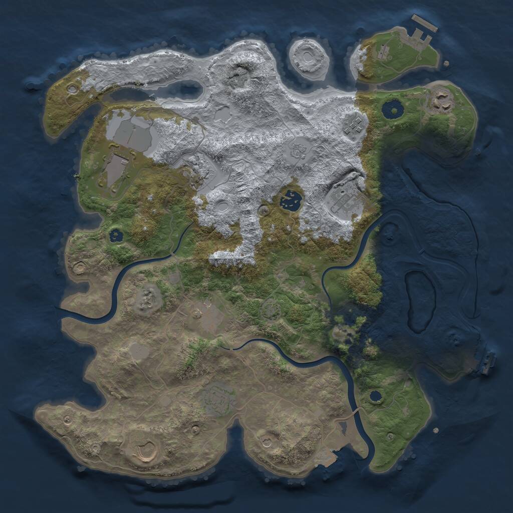 Rust Map: Procedural Map, Size: 3700, Seed: 693836674, 15 Monuments