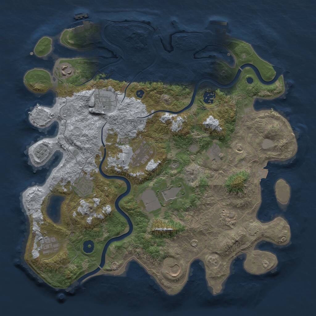 Rust Map: Procedural Map, Size: 3850, Seed: 843726855, 17 Monuments