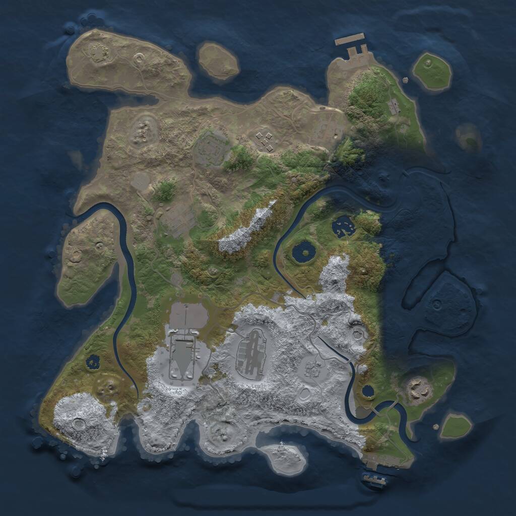 Rust Map: Procedural Map, Size: 3500, Seed: 361127040, 14 Monuments
