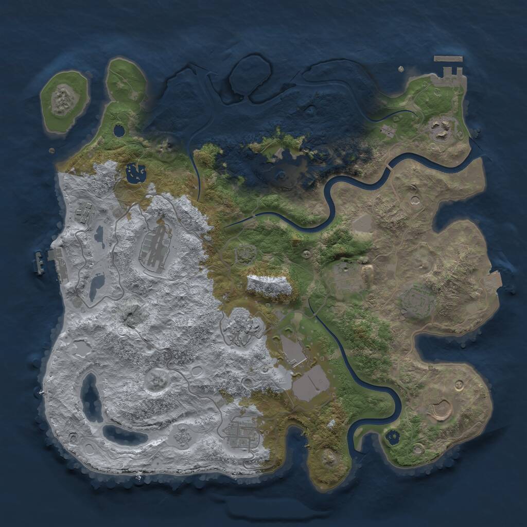 Rust Map: Procedural Map, Size: 3700, Seed: 104320216, 17 Monuments