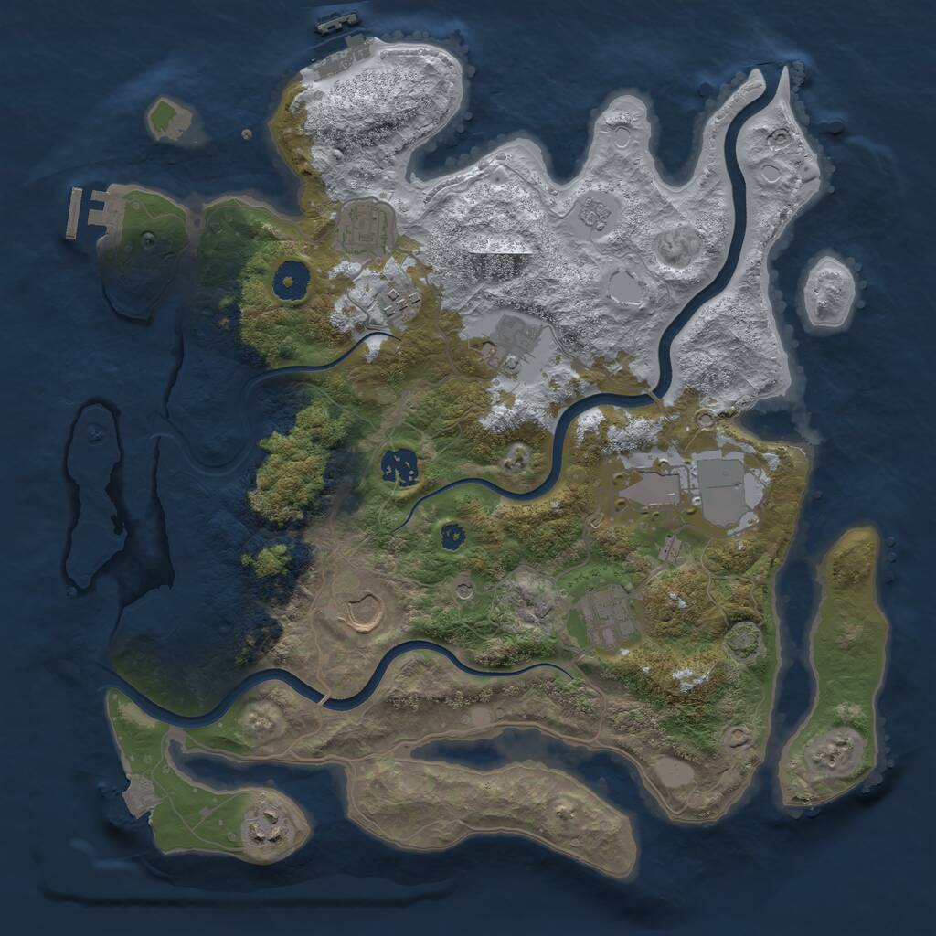 Rust Map: Procedural Map, Size: 3650, Seed: 416906448, 14 Monuments