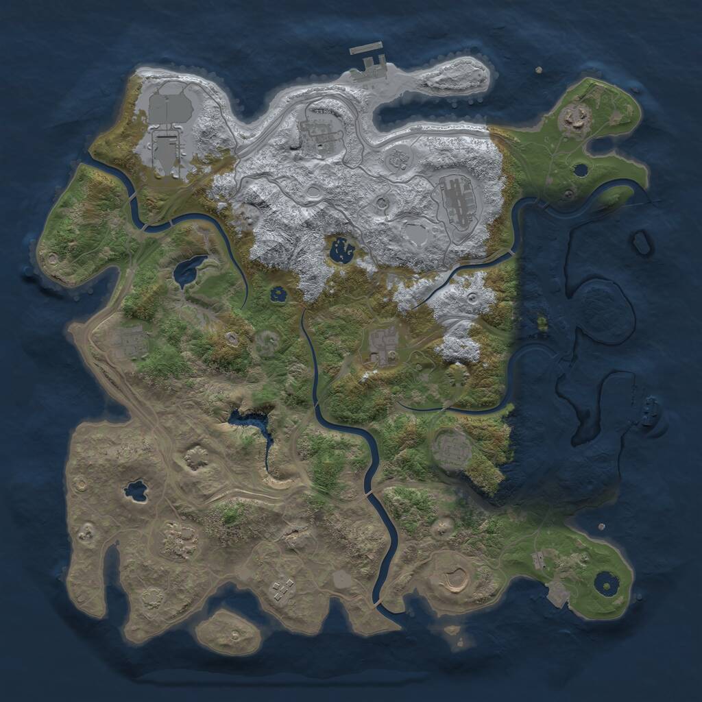 Rust Map: Procedural Map, Size: 4250, Seed: 1024150252, 17 Monuments