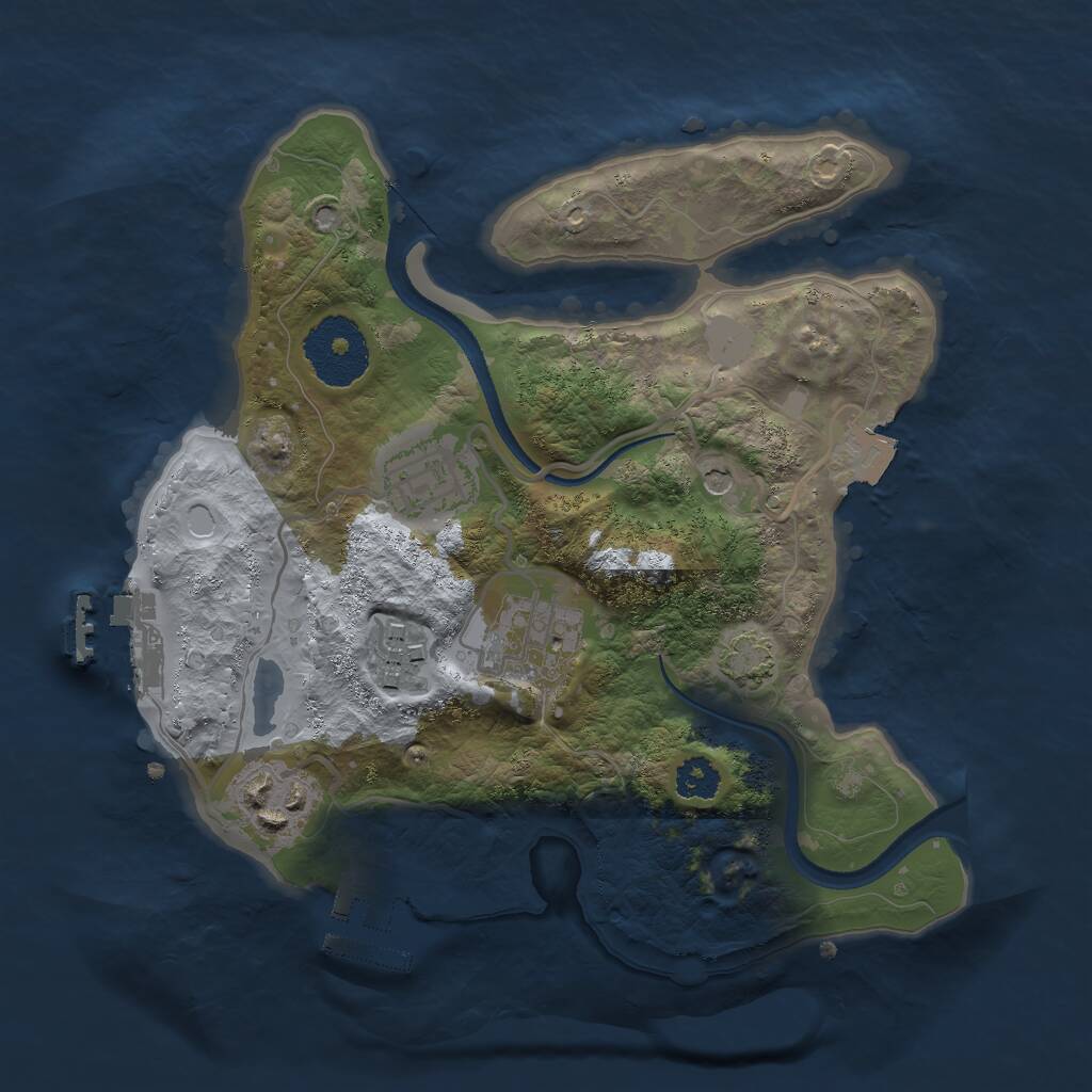 Rust Map: Procedural Map, Size: 2500, Seed: 691315927, 9 Monuments