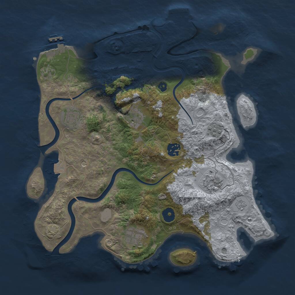 Rust Map: Procedural Map, Size: 3300, Seed: 67237629, 12 Monuments