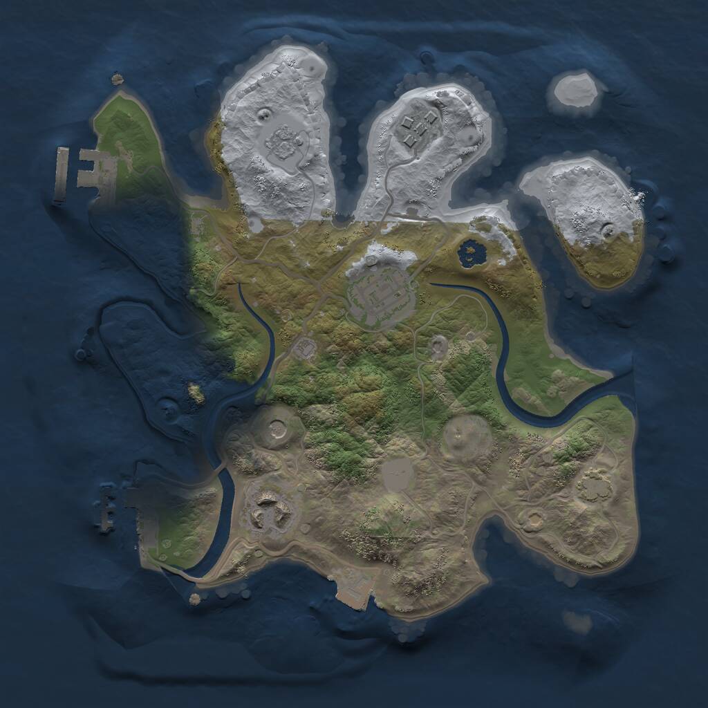 Rust Map: Procedural Map, Size: 2500, Seed: 1421942439, 9 Monuments