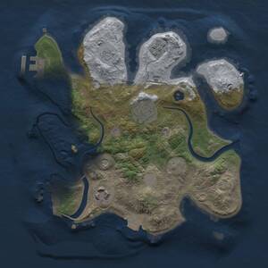 Thumbnail Rust Map: Procedural Map, Size: 2500, Seed: 1421942439, 9 Monuments