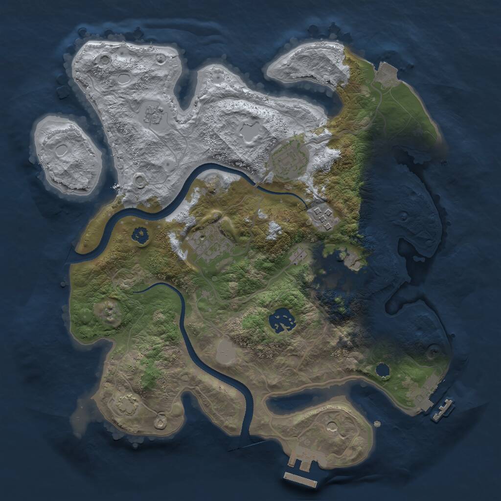 Rust Map: Procedural Map, Size: 3000, Seed: 48176, 11 Monuments