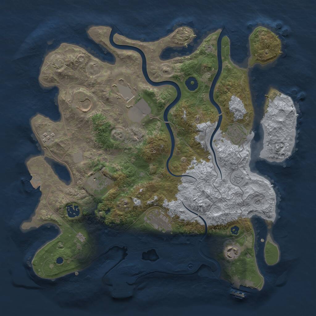 Rust Map: Procedural Map, Size: 3600, Seed: 1585269646, 14 Monuments
