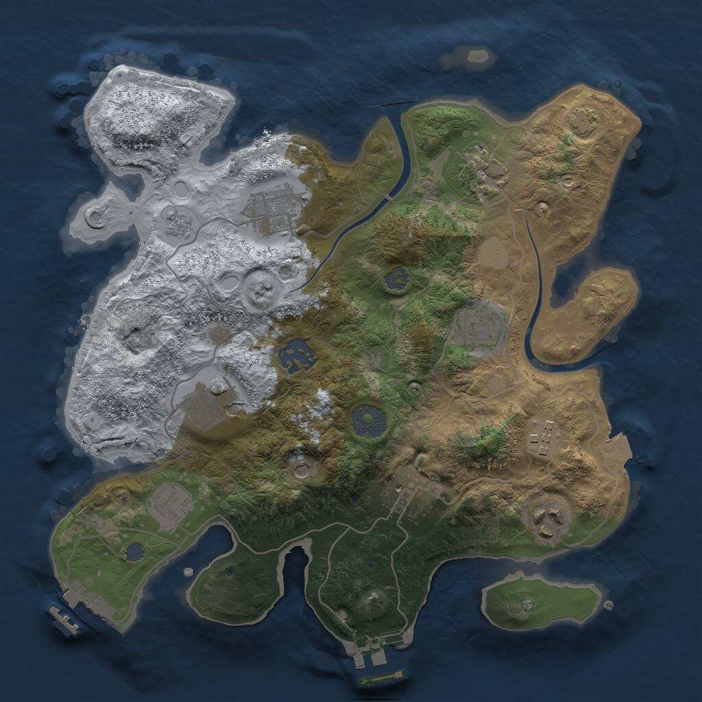 Rust Map: Procedural Map, Size: 3000, Seed: 945356765, 14 Monuments