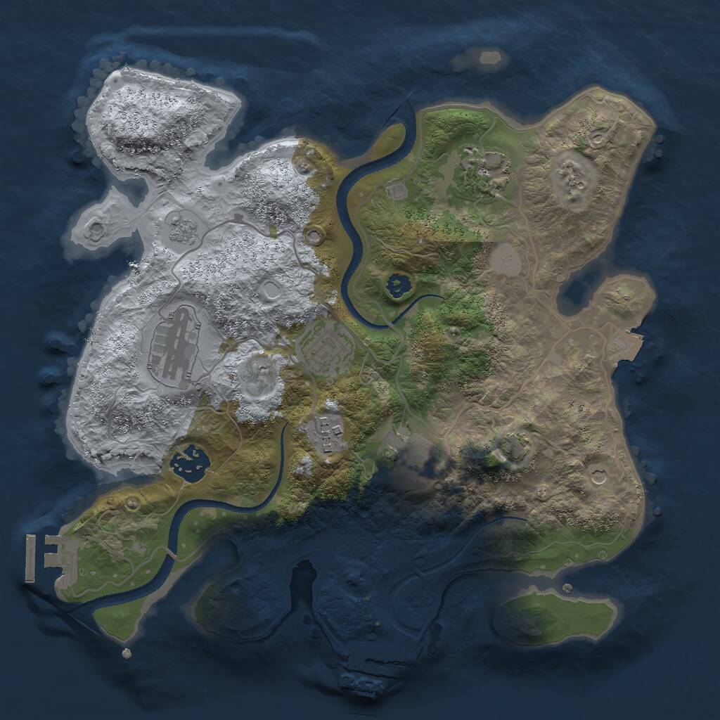 Rust Map: Procedural Map, Size: 3000, Seed: 945356765, 12 Monuments