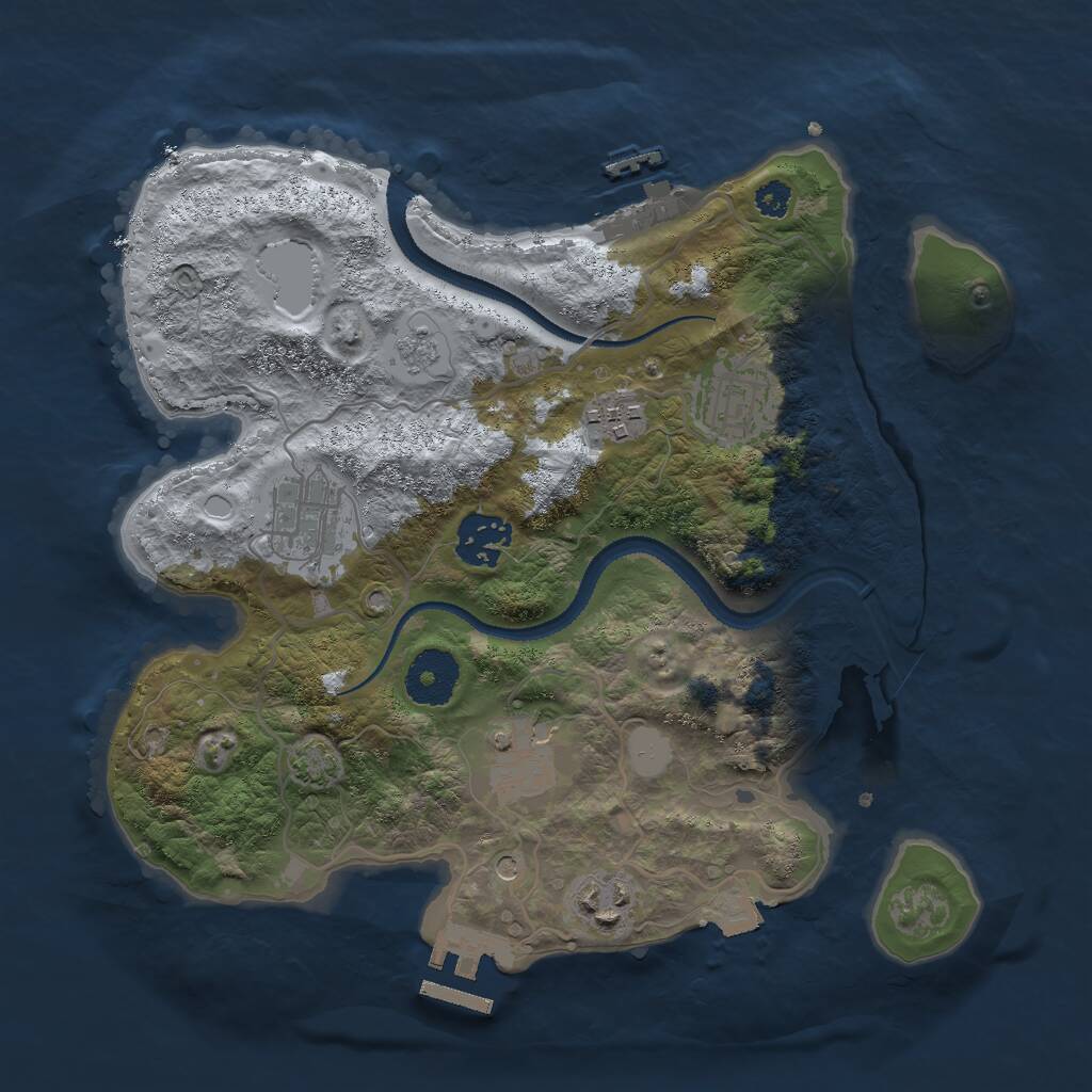 Rust Map: Procedural Map, Size: 3000, Seed: 1021447413, 12 Monuments