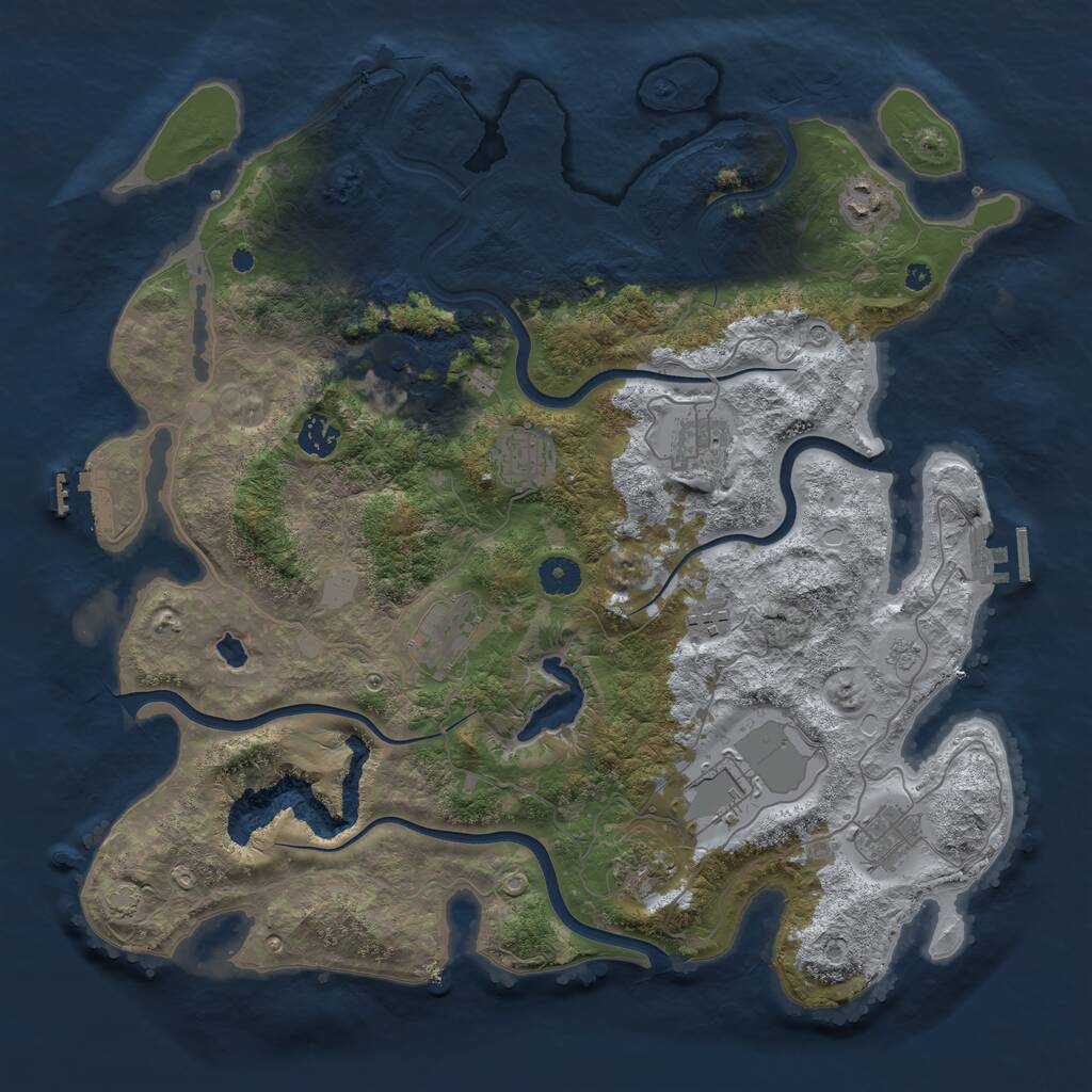Rust Map: Procedural Map, Size: 4050, Seed: 824200450, 16 Monuments