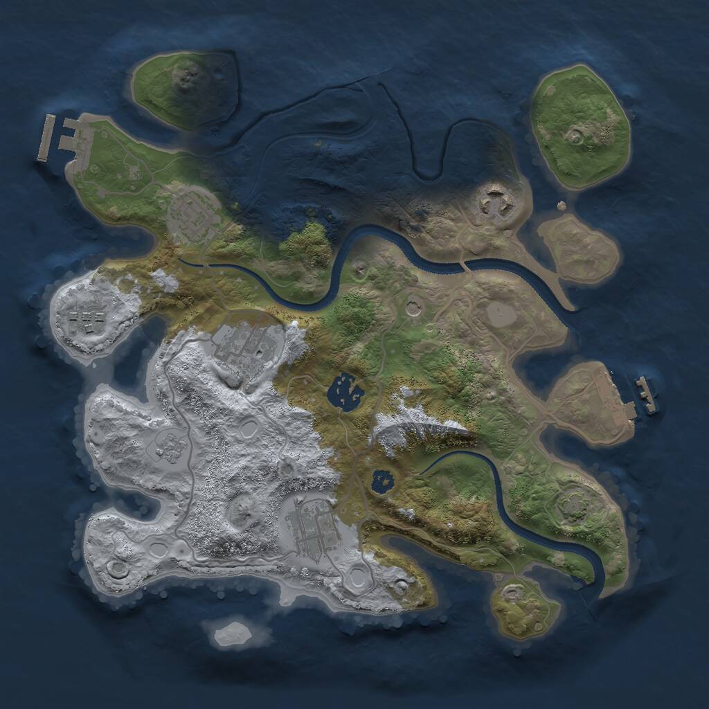 Rust Map: Procedural Map, Size: 3000, Seed: 71596, 12 Monuments