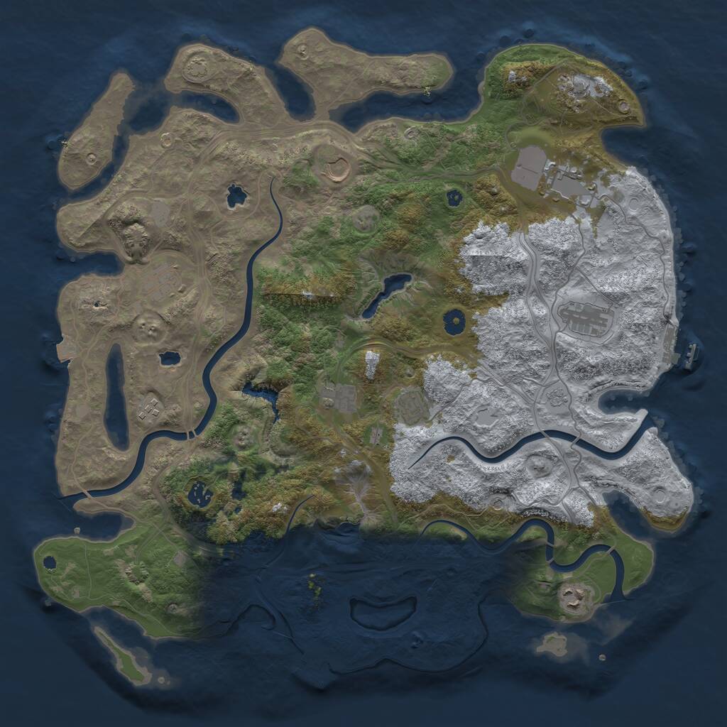 Rust Map: Procedural Map, Size: 4500, Seed: 224634117, 16 Monuments