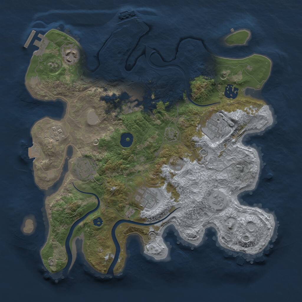 Rust Map: Procedural Map, Size: 3200, Seed: 99999, 13 Monuments