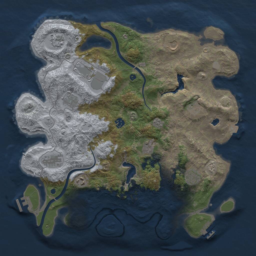 Rust Map: Procedural Map, Size: 4000, Seed: 1303684546, 17 Monuments