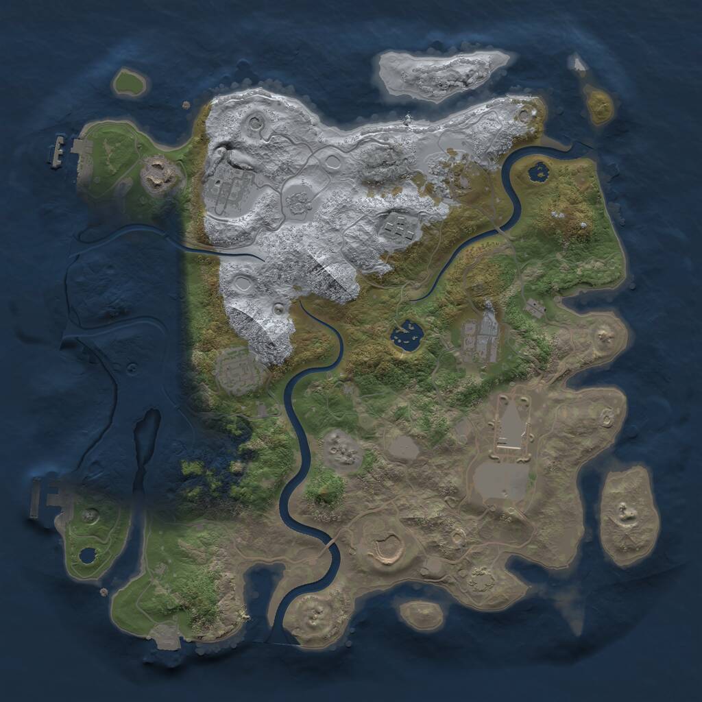 Rust Map: Procedural Map, Size: 3500, Seed: 2060289313, 15 Monuments
