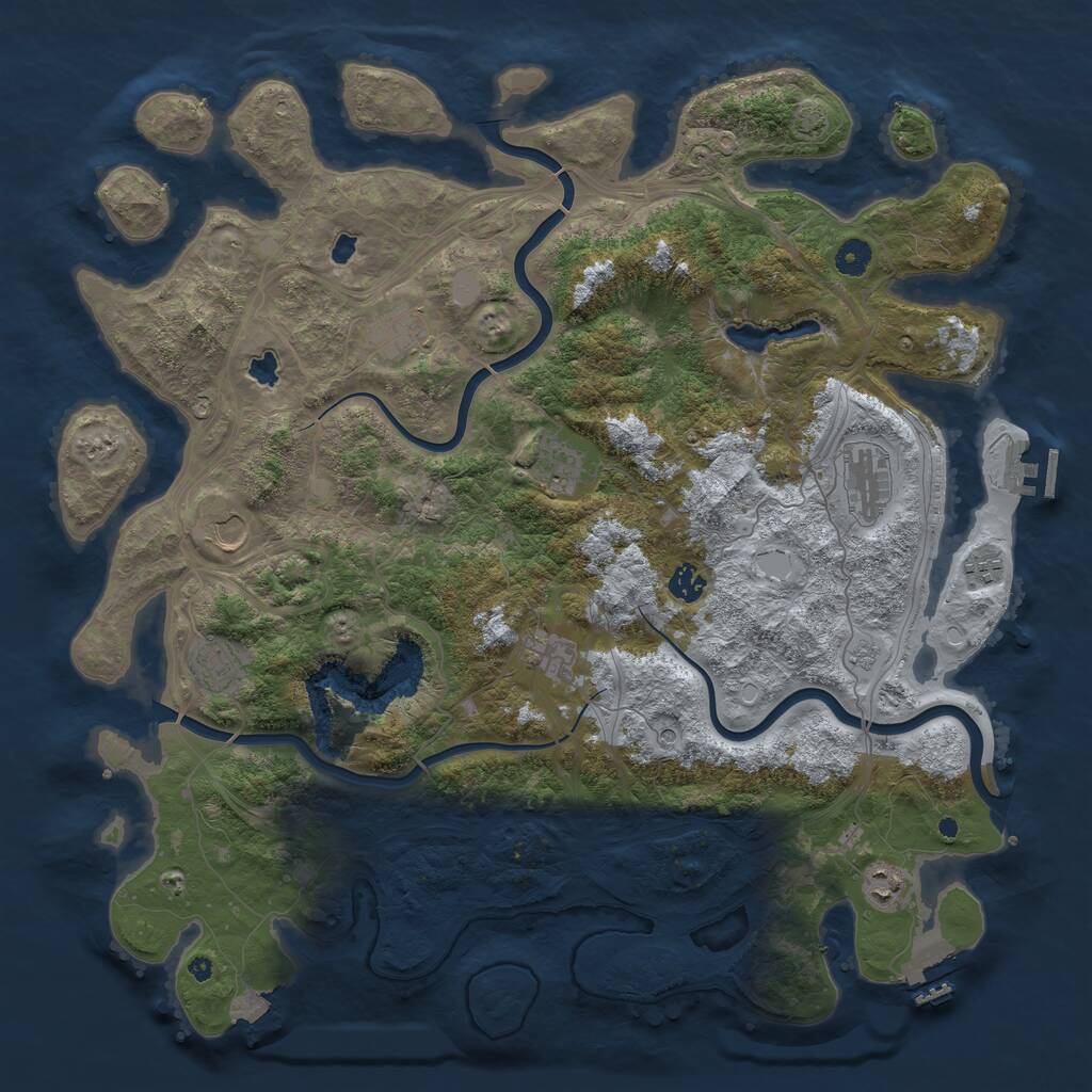 Rust Map: Procedural Map, Size: 4500, Seed: 182736, 15 Monuments
