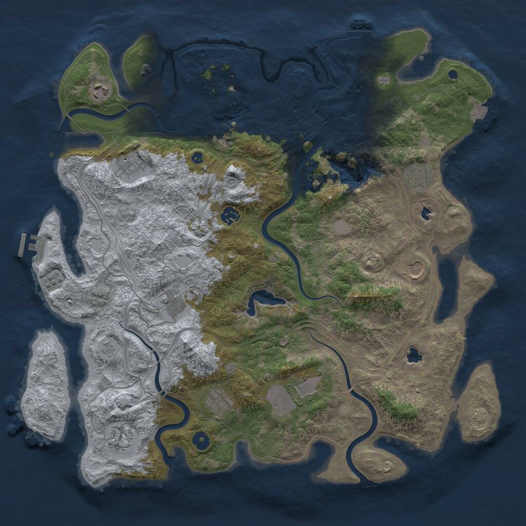 Rust Map: Procedural Map, Size: 4500, Seed: 1082449898, 16 Monuments